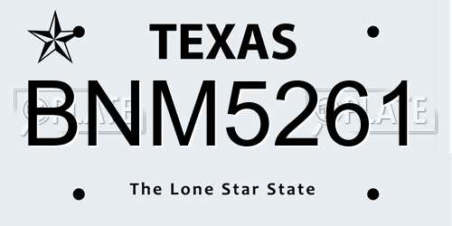 BNM5261 Texas License Plate