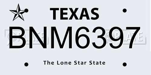 BNM6397 Texas License Plate