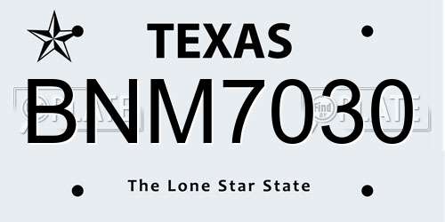 BNM7030 Texas License Plate