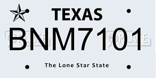 BNM7101 Texas License Plate
