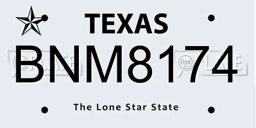 BNM8174 Texas License Plate