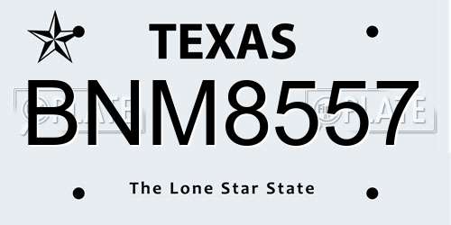 BNM8557 Texas License Plate