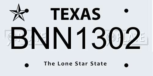 BNN1302 Texas License Plate