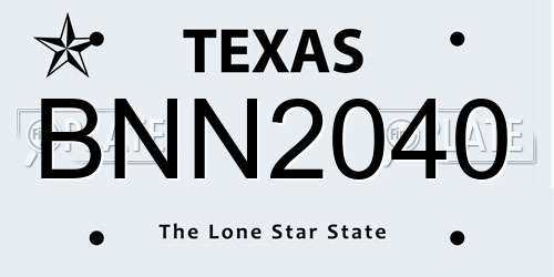 BNN2040 Texas License Plate