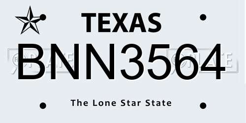 BNN3564 Texas License Plate