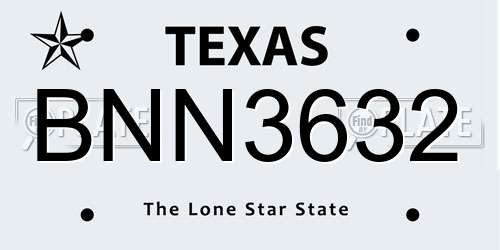BNN3632 Texas License Plate