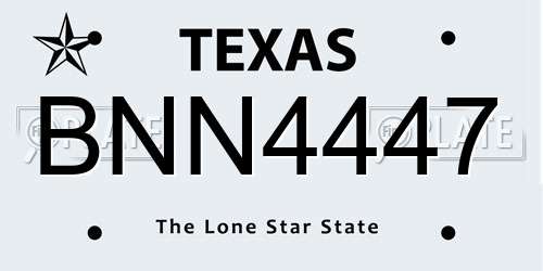 BNN4447 Texas License Plate
