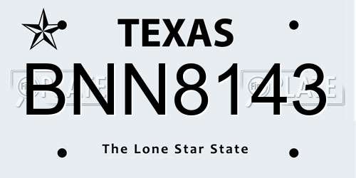 BNN8143 Texas License Plate