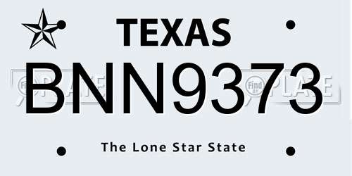 BNN9373 Texas License Plate