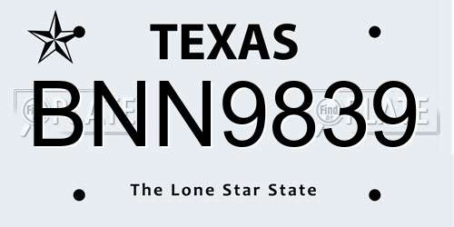 BNN9839 Texas License Plate