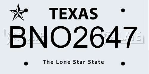 BNO2647 Texas License Plate