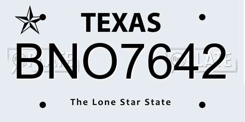 BNO7642 Texas License Plate
