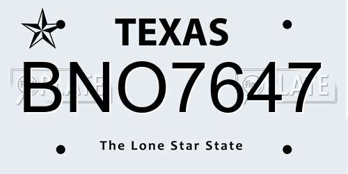 BNO7647 Texas License Plate