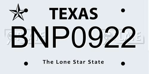 BNP0922 Texas License Plate