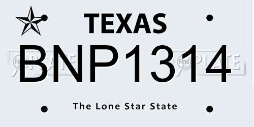 BNP1314 Texas License Plate