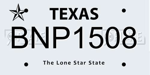 BNP1508 Texas License Plate