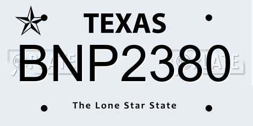 BNP2380 Texas License Plate