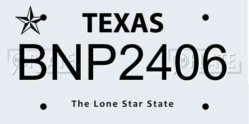 BNP2406 Texas License Plate
