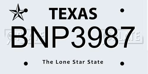 BNP3987 Texas License Plate