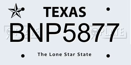 BNP5877 Texas License Plate