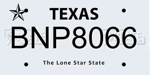 BNP8066 Texas License Plate