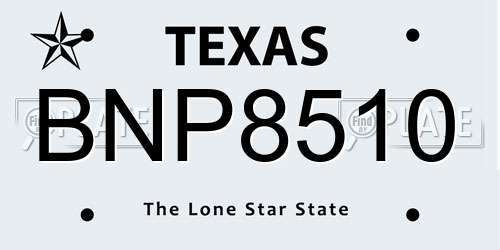 BNP8510 Texas License Plate