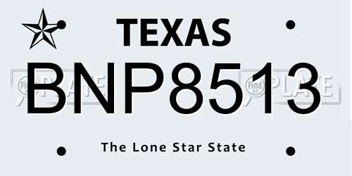 BNP8513 Texas License Plate