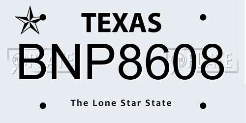 BNP8608 Texas License Plate