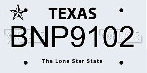 BNP9102 Texas License Plate