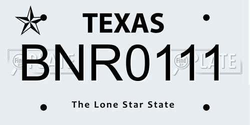 BNR0111 Texas License Plate