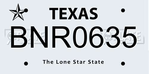 BNR0635 Texas License Plate