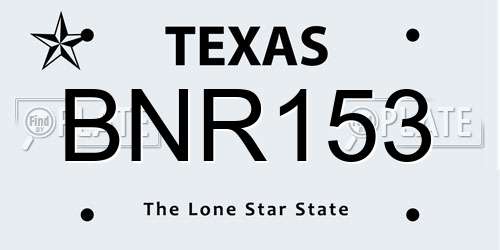 BNR153 Texas License Plate