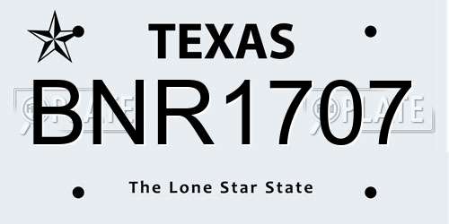 BNR1707 Texas License Plate