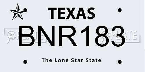 BNR183 Texas License Plate