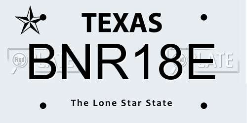 BNR18E Texas License Plate