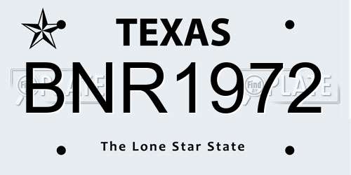 BNR1972 Texas License Plate