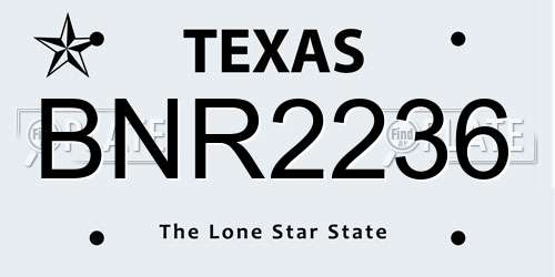 BNR2236 Texas License Plate