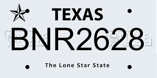 BNR2628 Texas License Plate