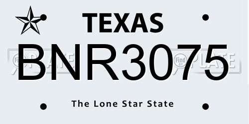 BNR3075 Texas License Plate
