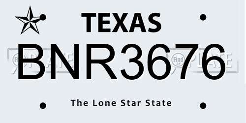 BNR3676 Texas License Plate