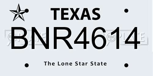BNR4614 Texas License Plate