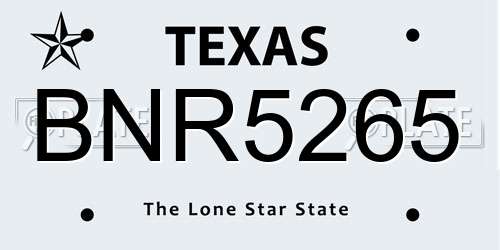 BNR5265 Texas License Plate