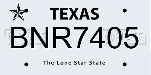 BNR7405 Texas License Plate