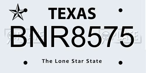 BNR8575 Texas License Plate