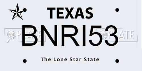BNRI53 Texas License Plate