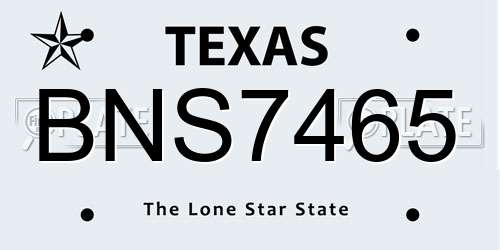 BNS7465 Texas License Plate