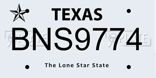 BNS9774 Texas License Plate
