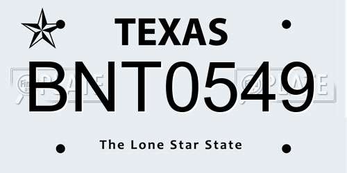 BNT0549 Texas License Plate