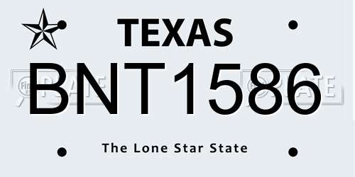 BNT1586 Texas License Plate