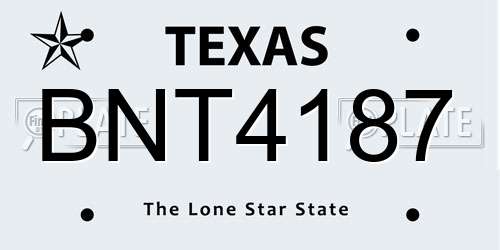 BNT4187 Texas License Plate